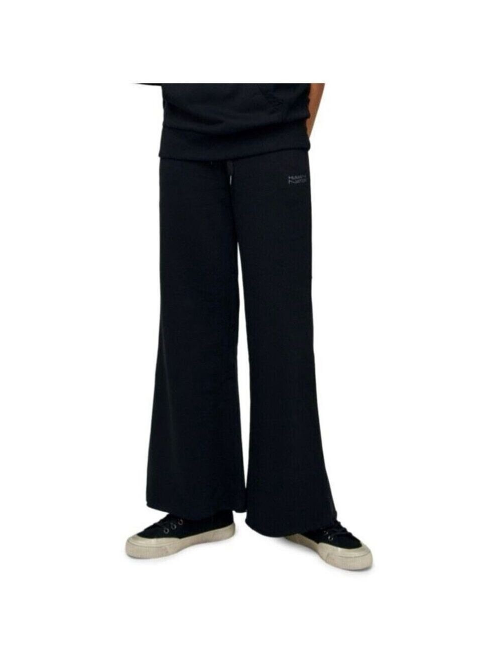Human Nation Reach Wide Leg Lounge Pants Black velour Unisex Drawstring Medium